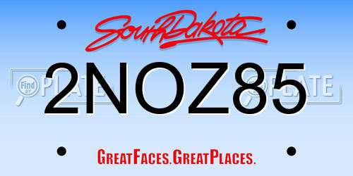 2NOZ85 South Dakota License Plate