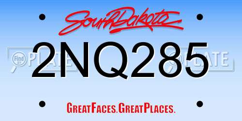 2NQ285 South Dakota License Plate