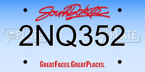 2NQ352 South Dakota License Plate