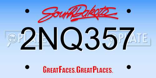 2NQ357 South Dakota License Plate