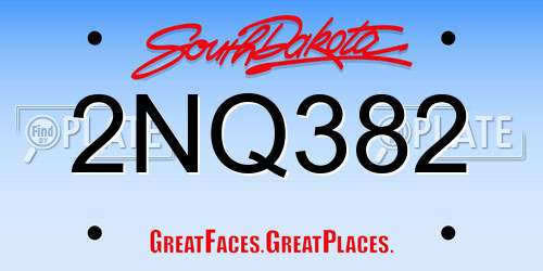 2NQ382 South Dakota License Plate