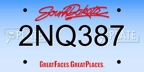 2NQ387 South Dakota License Plate