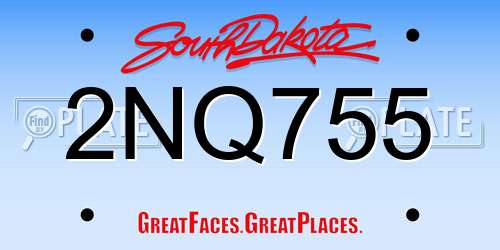 2NQ755 South Dakota License Plate