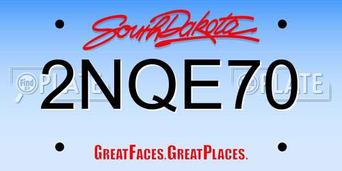 2NQE70 South Dakota License Plate