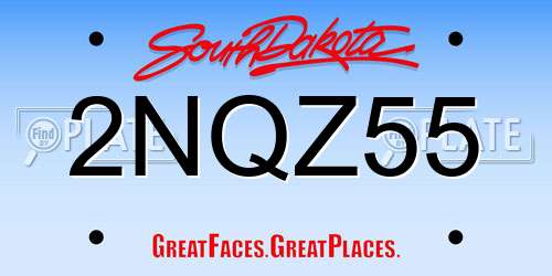 2NQZ55 South Dakota License Plate