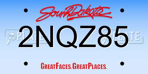 2NQZ85 South Dakota License Plate