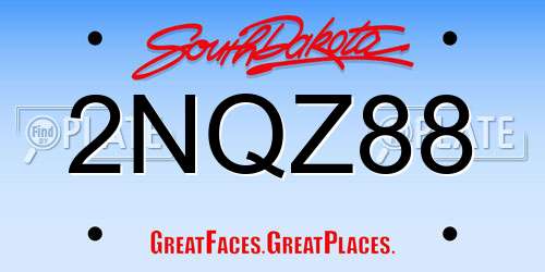 2NQZ88 South Dakota License Plate