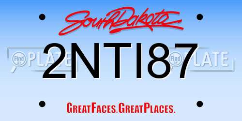 2NTI87 South Dakota License Plate