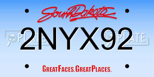 2NYX92 South Dakota License Plate