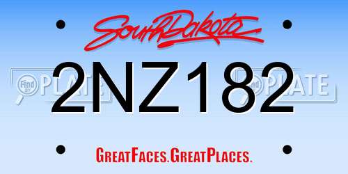 2NZ182 South Dakota License Plate