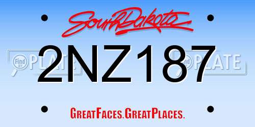 2NZ187 South Dakota License Plate