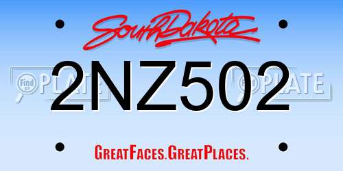 2NZ502 South Dakota License Plate