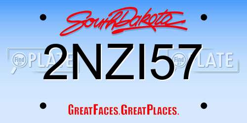 2NZI57 South Dakota License Plate