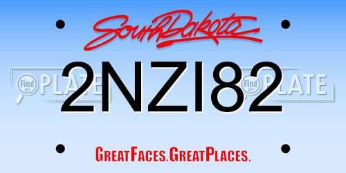 2NZI82 South Dakota License Plate