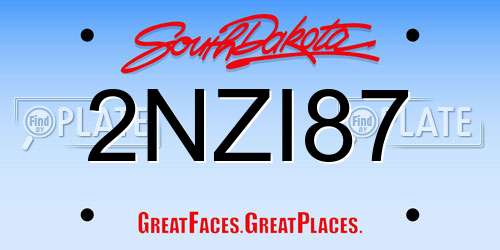 2NZI87 South Dakota License Plate