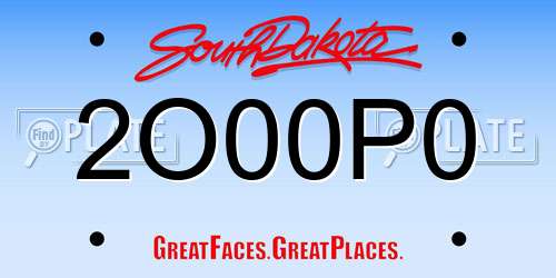 2O00P0 South Dakota License Plate