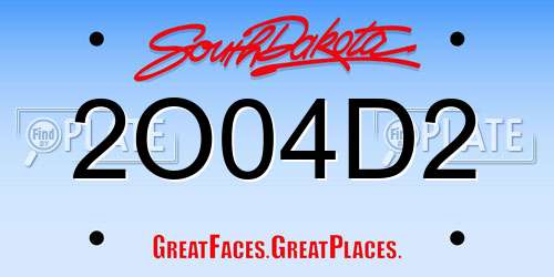2O04D2 South Dakota License Plate