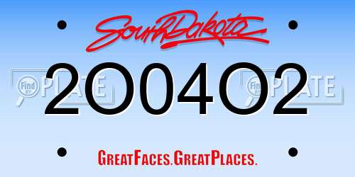 2O04O2 South Dakota License Plate
