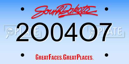 2O04O7 South Dakota License Plate