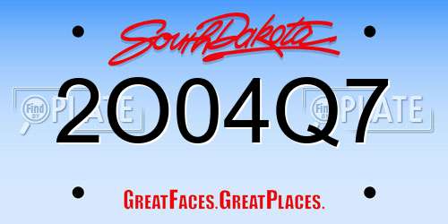 2O04Q7 South Dakota License Plate