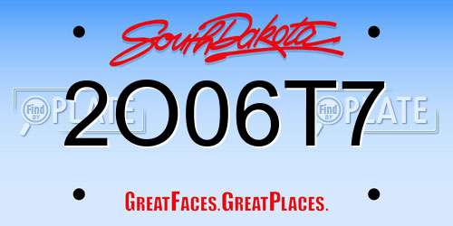 2O06T7 South Dakota License Plate