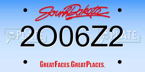2O06Z2 South Dakota License Plate