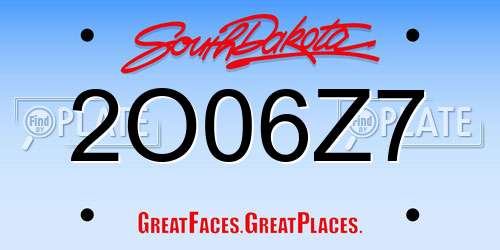 2O06Z7 South Dakota License Plate