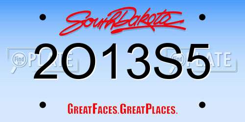 2O13S5 South Dakota License Plate