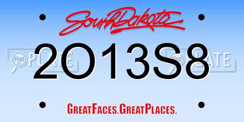 2O13S8 South Dakota License Plate