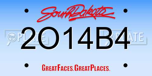 2O14B4 South Dakota License Plate