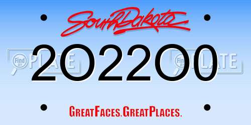 2O22O0 South Dakota License Plate