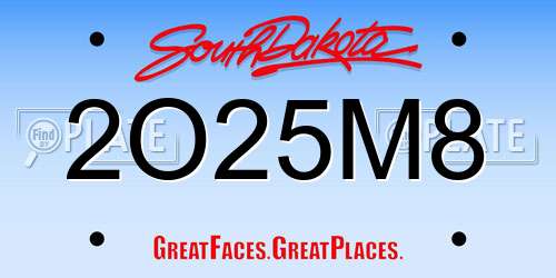 2O25M8 South Dakota License Plate
