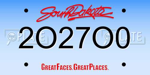 2O27O0 South Dakota License Plate