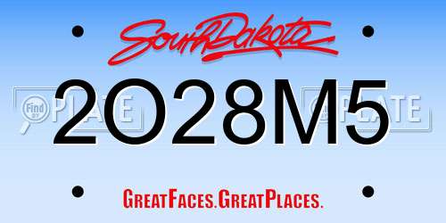 2O28M5 South Dakota License Plate