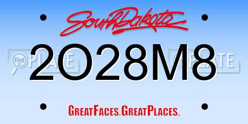 2O28M8 South Dakota License Plate