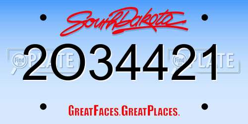2O34421 South Dakota License Plate