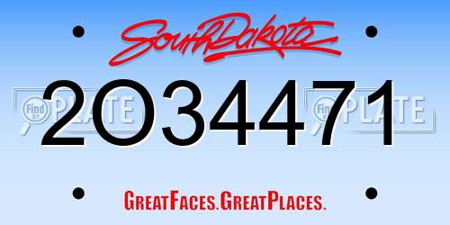 2O34471 South Dakota License Plate