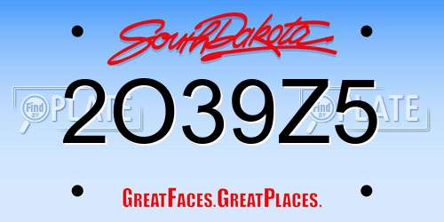 2O39Z5 South Dakota License Plate