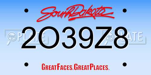 2O39Z8 South Dakota License Plate