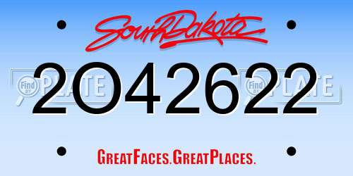 2O42622 South Dakota License Plate