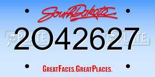 2O42627 South Dakota License Plate