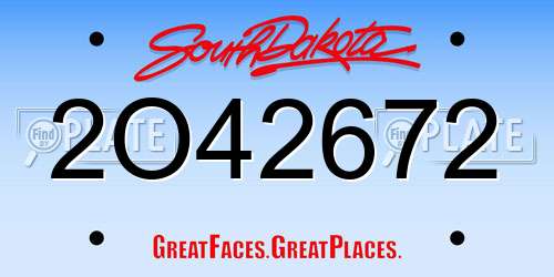 2O42672 South Dakota License Plate