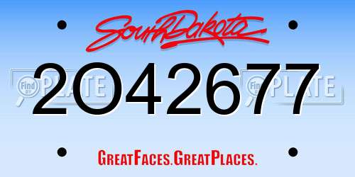 2O42677 South Dakota License Plate