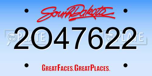 2O47622 South Dakota License Plate