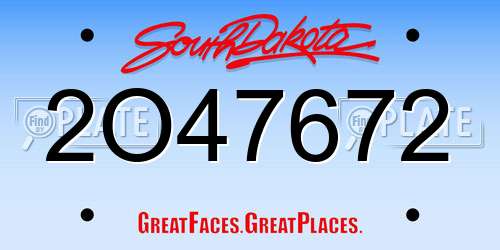 2O47672 South Dakota License Plate
