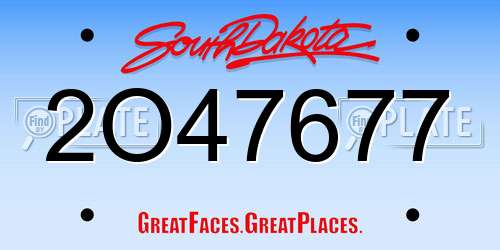 2O47677 South Dakota License Plate