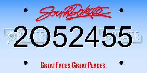 2O52455 South Dakota License Plate