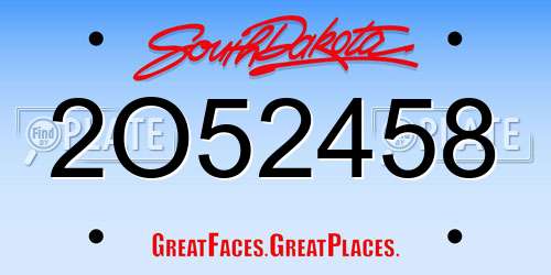 2O52458 South Dakota License Plate
