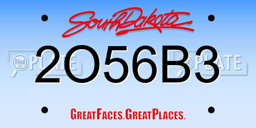 2O56B3 South Dakota License Plate