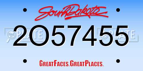 2O57455 South Dakota License Plate